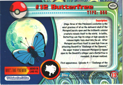 BUTTERFREE # 12 Blue Logo 1st Print - 1999 Pokemon Topps TV Animation Series 1 - Image 2