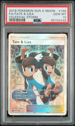 PSA 10 TATE & LIZA #166 POKEMON 2018 S&M CELESTIAL STORM FULL ART GEM MINT - Image 1