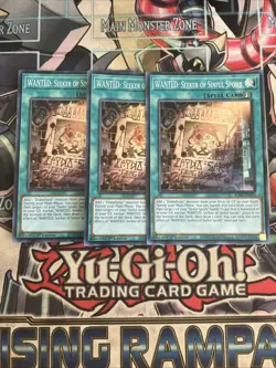 3x WANTED: Seeker Of Sinful Spoils Super Rare RA03-EN074 Yugioh Playset - Image 1