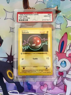 PSA 10 Voltorb 67/102 Base Set (1st Edition & Shadowless) Pokemon Card - Image 1