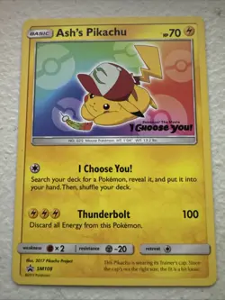 Ash's Pikachu TCG SM108 2017 Promo Card Pokemon 'I Choose You' - Image 1