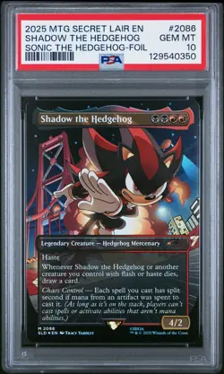 2025 MTG SECRET LAIR DROP SONIC: FRIENDS & FOES-FOIL SHADOW THE HEDGEHOG PSA 10 - Image 1