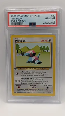 1999 Pokemon 1st Edition French Base Set Porygon 39/102 PSA 10 GEM MT! - Image 1
