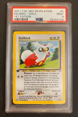 Pokemon Delibird Neo Revelation 1st Edition Holo Rare #5/64 PSA 9 Mint - Image 1