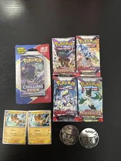 Pokemon TCG Booster Pack Lot Of 5 Packs Chilling Reign Scarlet And Violet - Image 1