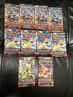Pokemon TCG Scarlet and Violet Obsidian Flames Booster Packs Lot of (10) Sealed - Image 1