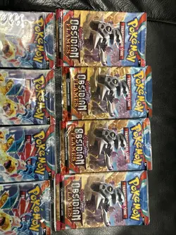 Pokemon TCG Scarlet and Violet Obsidian Flames Booster Packs Lot of (10) Sealed - Image 2