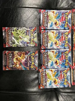 Pokemon TCG Scarlet and Violet Obsidian Flames Booster Packs Lot of (10) Sealed - Image 3