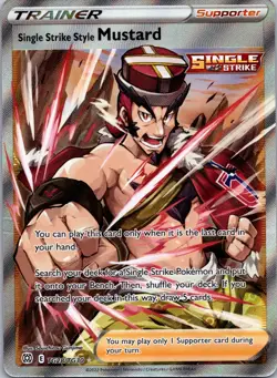 Single Strike Style Mustard TG28/TG30 Trainer Supporter Near Mint Holo Pokemon - Image 1