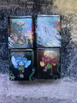 Pokemon TCG 4x Stacking Tin Ogerpon Lot Of 4 (12 Packs) - Image 1