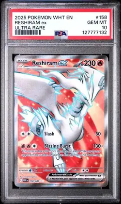 Pokemon TCG 2025 White Flare - Reshiram EX 158/086 - Ultra Rare PSA 10 GEM MINT - Image 1