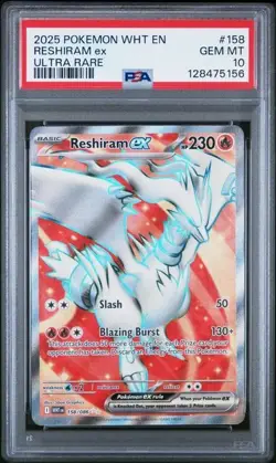 Pokemon TCG 2025 White Flare - Reshiram EX 158/086 - Ultra Rare PSA 10 GEM MINT - Image 5