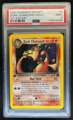 2000 Pokemon Team Rocket First Edition Dark Charizard Holo #4/82 PSA 9 - Image 1