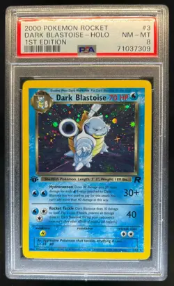 2000 Pokemon Team Rocket First Edition Dark Blastoise Holo #3/82 PSA 8 - Image 1