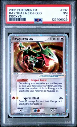 2005 POKEMON EX DEOXYS #102 RAYQUAZA EX-HOLO PSA 7 - Image 1