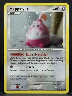 Happiny 14/17 Pop Series 8 Holo Rare Pokemon TCG Card MP - Image 1