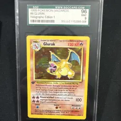 PSA 9 Charizard "Glurak" 1st Edition Holo #4 German 1999 Base Set Pokemon Card - Image 1
