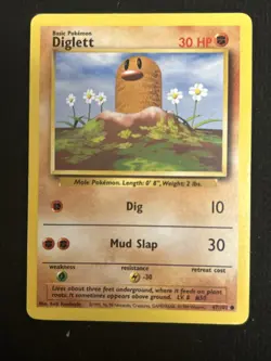 Pokemon TCG Diglett Base Set Fighting Symbol Error Card 47/102 LP - Image 1