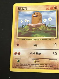 Pokemon TCG Diglett Base Set Fighting Symbol Error Card 47/102 LP - Image 4