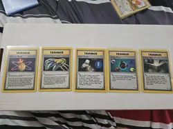 VINTAGE Pokemon lot of 5 TCG Base Set Trainer Card non holo WOTC - Image 1