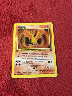 1st Edition Moltres 27/62 Fossil Non Holo Wotc Pokemon Card Played - Image 1