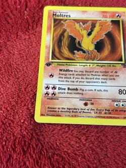 1st Edition Moltres 27/62 Fossil Non Holo Wotc Pokemon Card Played - Image 3