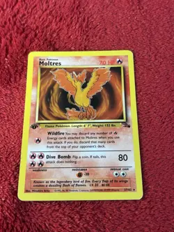1st Edition Moltres 27/62 Fossil Non Holo Wotc Pokemon Card Played - Image 5