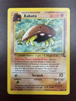 Pokemon Card Kabuto 50/62 1999 Promo Top Deck Magazine w/ Wizards Gold Stamp LP - Image 1