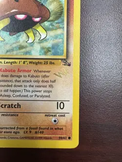 Pokemon Card Kabuto 50/62 1999 Promo Top Deck Magazine w/ Wizards Gold Stamp LP - Image 5