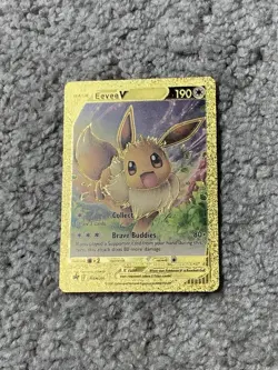 Pokemon Eevee V HP190 Collect Brave Buddies Rare Gold Accent Foil Fan Art Cards - Image 1