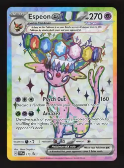 Espeon EX SVP 175 Pokemon Prismatic Evolutions Black Star Holo Full Art Card - Image 1