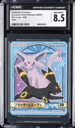 2023 POKEMON SCARLET & VIOLET STICKERS #39 UMBREON & ESPEON CGC 8.5 - Image 1
