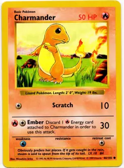 Pokemon - Base Set Shadowless Charmander 46/102 LP - Image 1