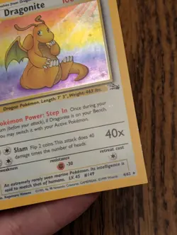 Pokemon Fossil Holo Dragonite Edge Of Sheet NFC Miscut Error - Image 5