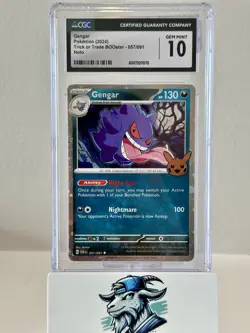 2024 Pokemon Gengar #057/091 Trick or Trade BOOster Holo CGC 10 - Image 1