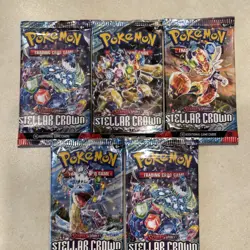 Pokemon TCG Scarlet And Violet Stellar Crown Sealed Booster Packs Lot Of 5 - Image 1