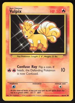 1999 Pokemon Game Base Set #068/102 Vulpix Common - Image 1