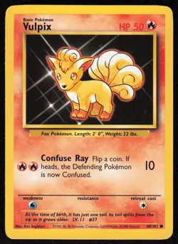 1999 Pokemon Game Base Set #068/102 Vulpix Common - Image 1