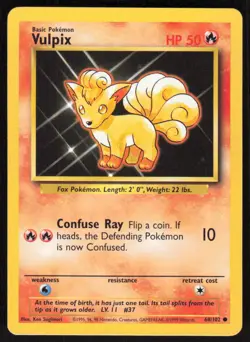 1999 Pokemon Game Base Set #068/102 Vulpix Common - Image 1