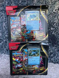 Pokemon TCG 2x Mega Evolutions 3 Packs Blister With Promo - Image 1