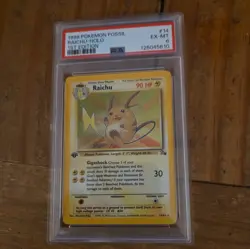 1999 POKEMON FOSSIL 1ST EDITION #14 RAICHU-HOLO PSA 6 - Image 1