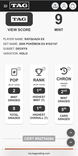 Pokemon EX Deoxys Rayquaza Holo Ultra Rare Card 102/107 2005 - Image 3