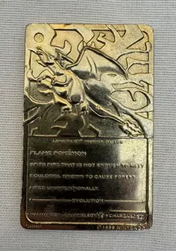 1999 Burger King Pokemon Charizard Nintendo 23K Gold Plated Trading Card - Image 2