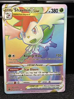 Pokemon TCG Shaymin VSTAR Rainbow Secret Rare Card 173/172 Brilliant Stars - Image 1