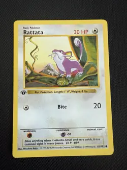 Pokemon Rattata 61/102 1st Edition Shadowless Base Set Card Unplayed Near Mint - Image 1