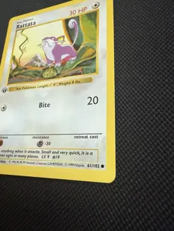 Pokemon Rattata 61/102 1st Edition Shadowless Base Set Card Unplayed Near Mint - Image 2