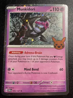 Munkidori 095/167 SWIRL Trick or Trade BOOster Cosmos Holo NM Pokemon Card 2024 - Image 1
