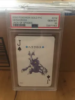 Pokemon Gold Playing Cards. Heracross Jack Of Spades PSA Gem Mint 10 - Image 1