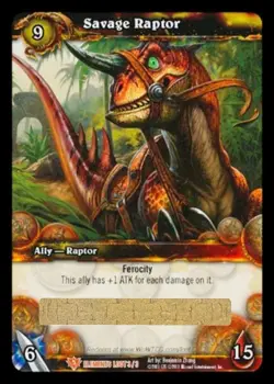 WoW TCG Loot Card - Savage Raptor - Unused/Unscratched - Image 1