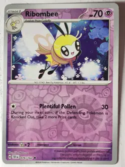 REVERSE HOLO Ribombee 076/162 NM - Temporal Forces Pokemon Card - Image 1